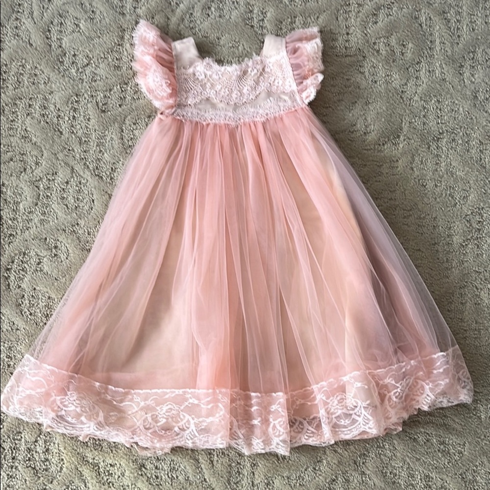 Trish Scully Child Peach Tulle Dress Size 5